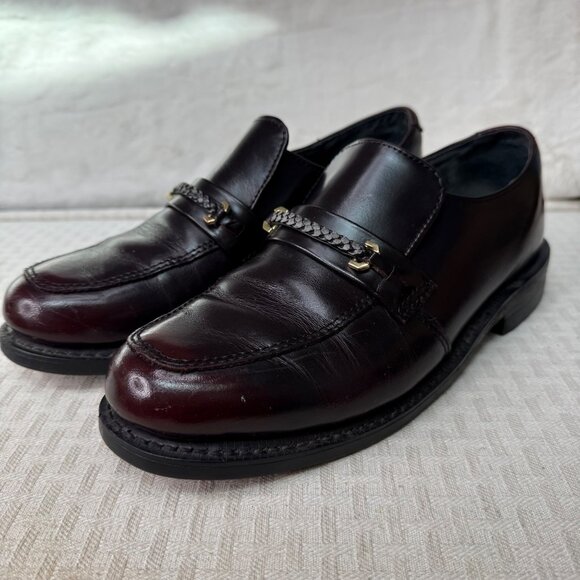 Mens Leather Penny Loafers Size 7.5 D Vibram Sole slip -On